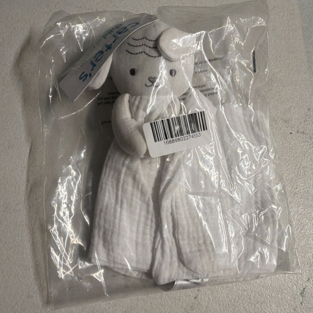 Child of Mine by Carter's Security Blanket Plush White Baby Toy Birth+ memories